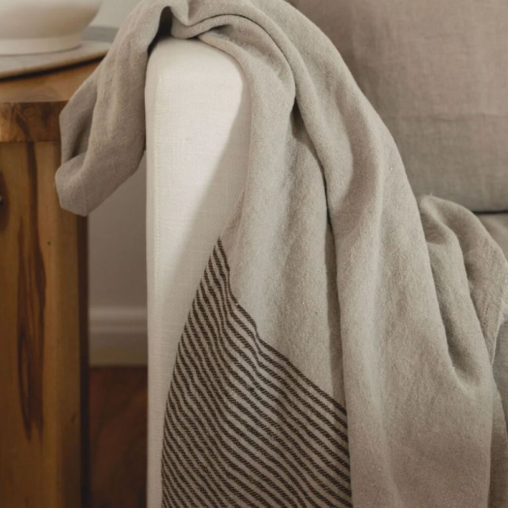Throw Franja Chocolate Lino Throw Franja Chocolate Lino