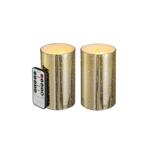 VELAS LED ALTAS 2PCS C/TIMER 7.5x7.5x15CM DORADO VELAS LED ALTAS 2PCS C/TIMER 7.5x7.5x15CM DORADO