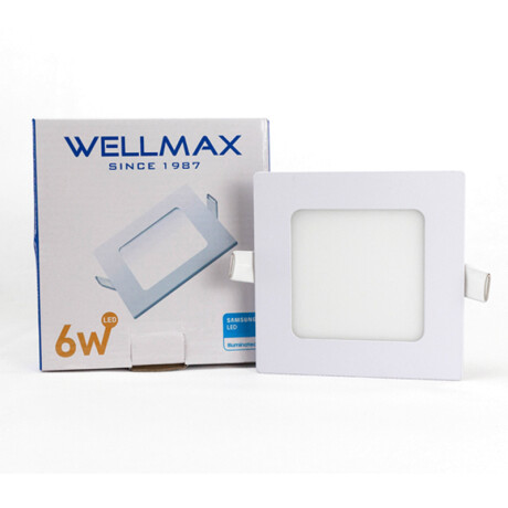 PANEL LED EMBUTIR CUADRADO 6W (360LUM) L:12CM CALIDA WELLMAX ++ N/a