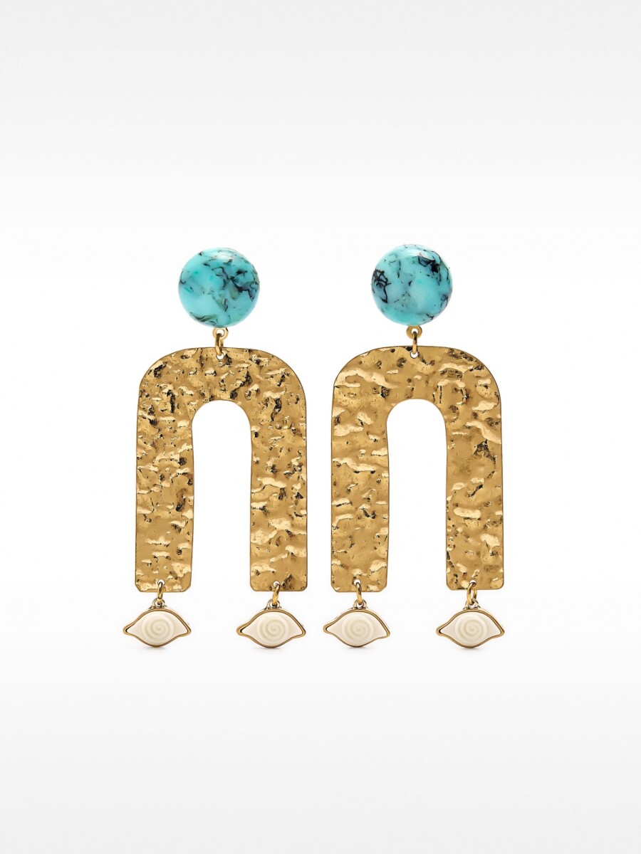 Pendientes De Arco Con Piedra multicolor