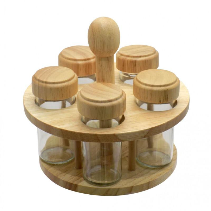 Especiero Giratorio Soporte en Madera 5 PCS Especiero Giratorio Soporte en Madera 5 PCS