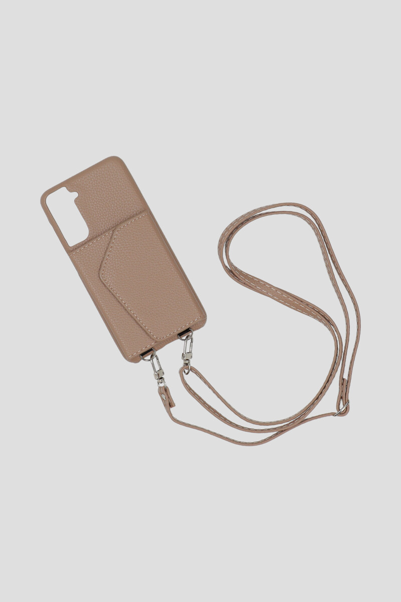 Funda Samsung S21 Con Billetera Y Cadena - Nude 