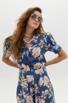 Camisa Athina en Lino Blue Poppy Print