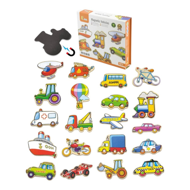 Set Vehículos Magnéticos Madera Viga Set Vehículos Magnéticos Madera Viga