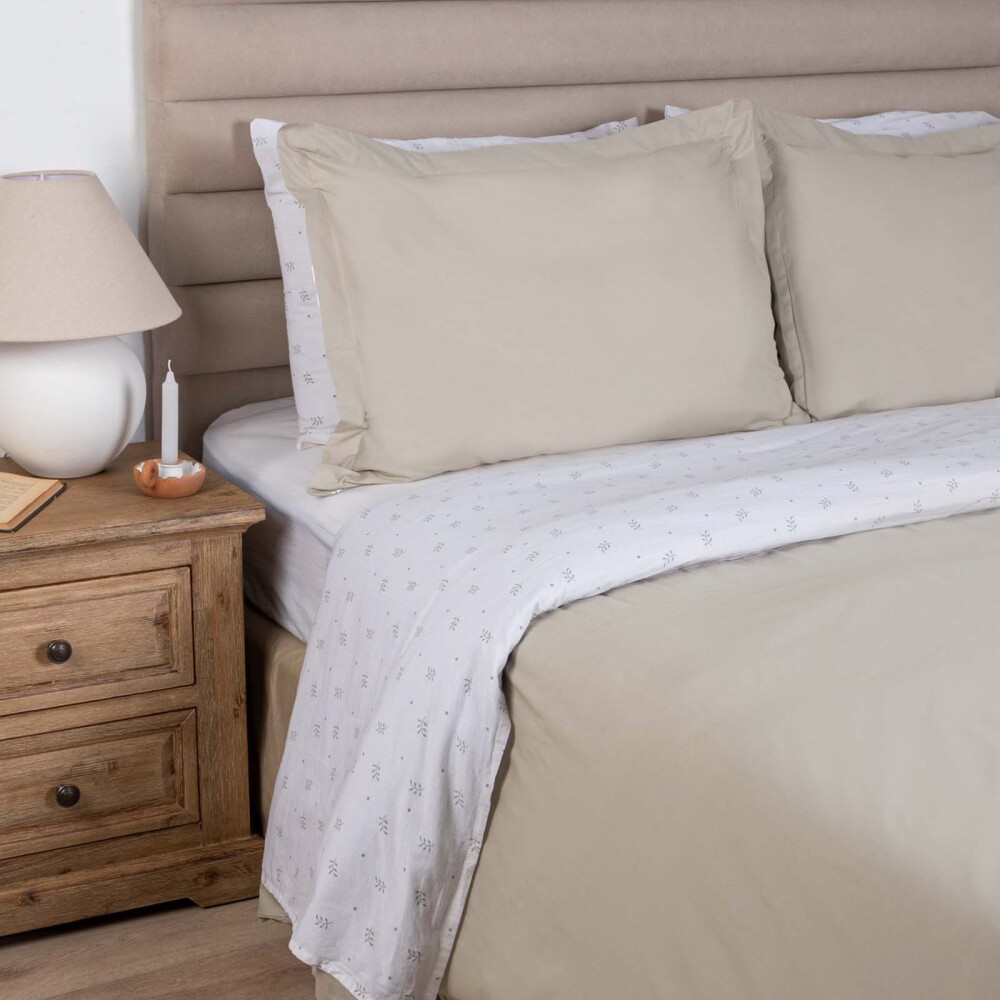 SET FUNDA NÓRDICA QUEEN ALGODON GRIS COTTON BASIC 180H GRIS VERDE