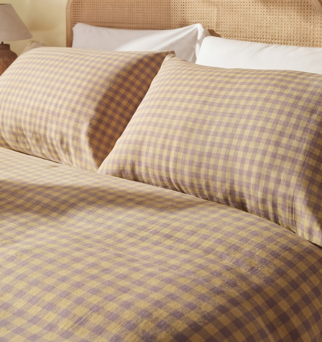 Fundas de almohada algodón Vichy Beige - 50x90cm 