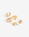 Bijouterie Set Metal Set Aros, Anillos Y Earcuff Metal - Dorado Oro Cepillado Mate
