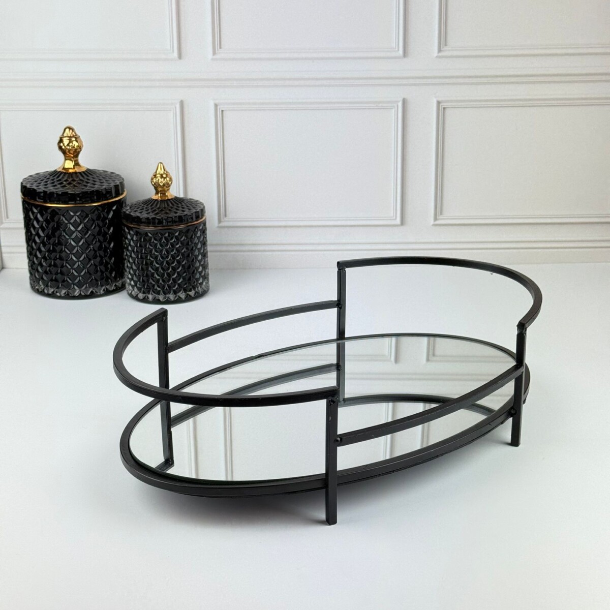 Bandeja Metálica Oval Espejada 35cm x 22cm 
