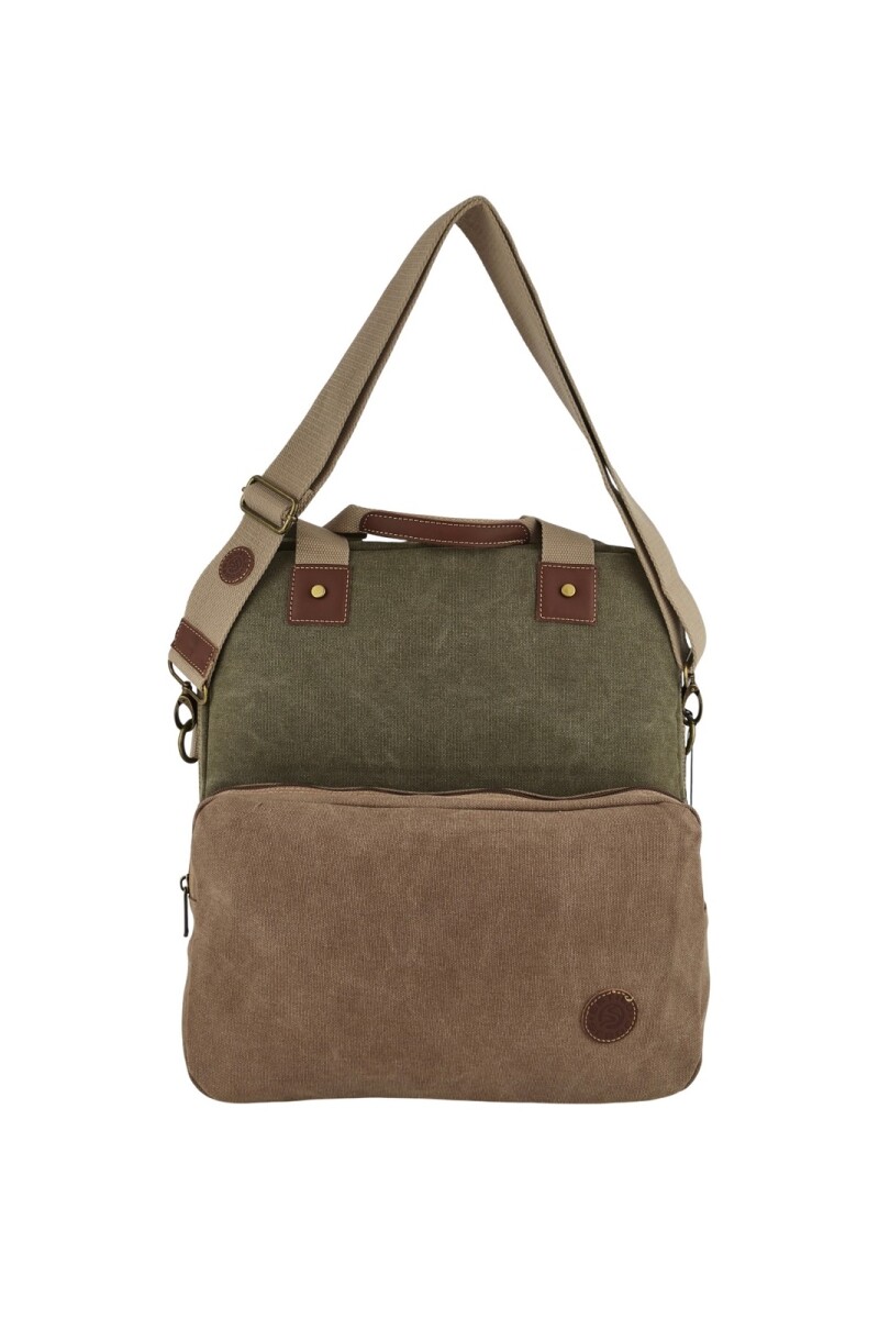 Bolso porta laptop de lona Verde con Marrón