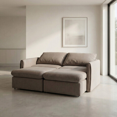 Sofá Hype (Retráctil) - Tela Microfibra - 2 cuerpos FX4-11 (Tostado)