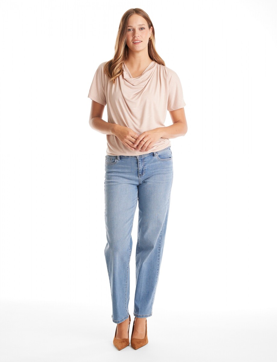 Remera Cuello Volcado - Rosa Claro 