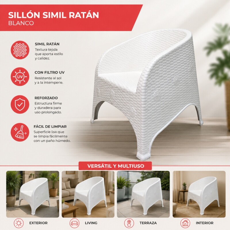 Sillón simil ratán BLANCO