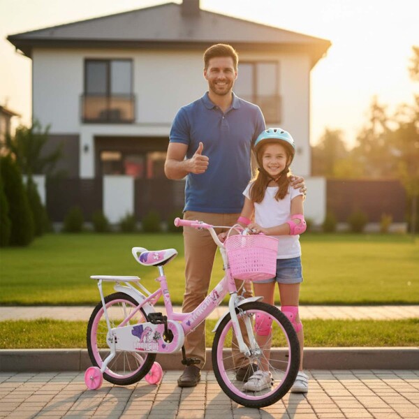 Bicicleta infantil Shengdi Rodado 18 Canasto Parrilla Hadas Rosa 2