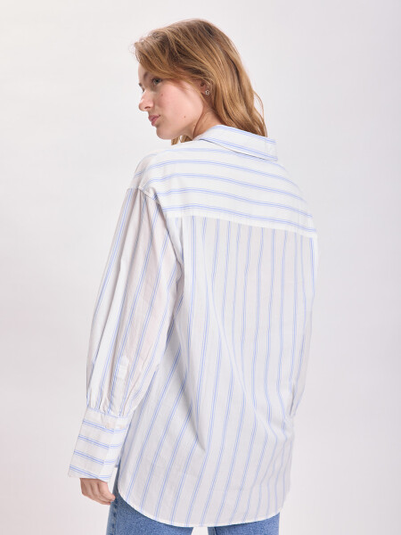 Camisa bolsillo rayada Celeste