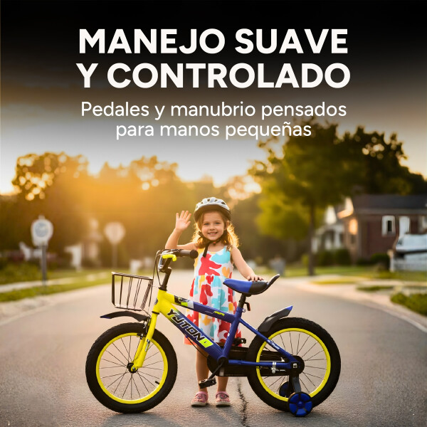 Bicicleta Infantil Yjtong R16 Canasto Parrilla Guardabarros Azul 1