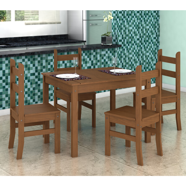 JUEGO DE COMEDOR MESA + 4 SILLAS COLOR NATURAL MODELO LUCIA Juego De Comedor Mesa + 4 Sillas Color Natural Modelo Lucia