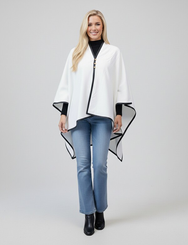 Ruana Botones Ribete CRUDO