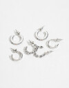 Aros Argollas Set Strass Set De Argollas - Plateado Rodio