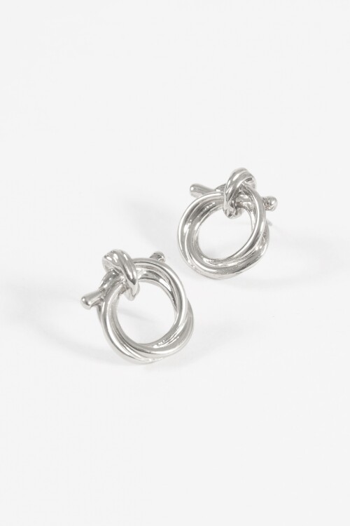 Caravanas circular nudo plateado