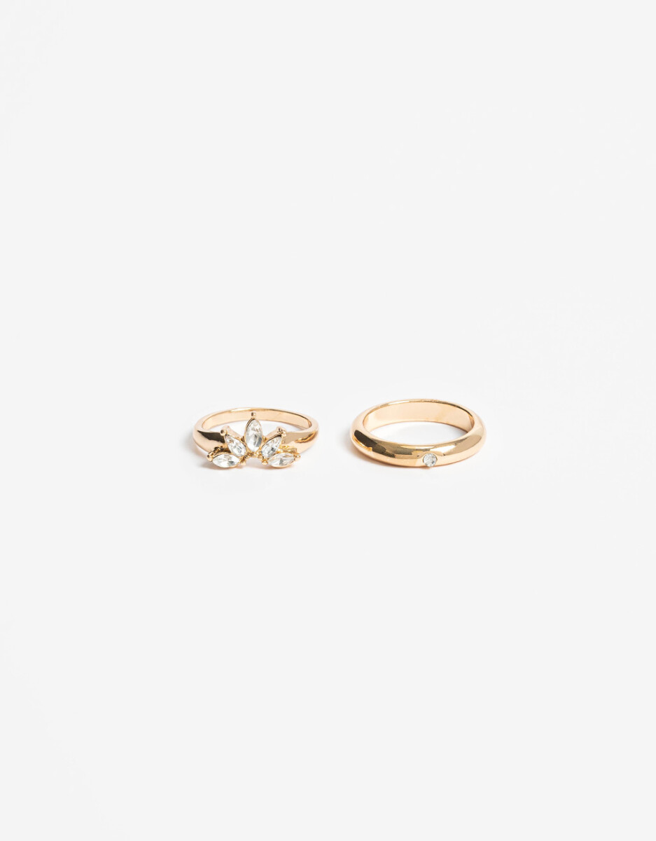 Set De Anillos De Metal Strass 