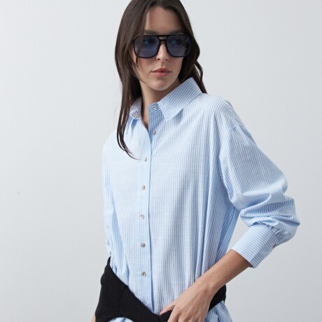 CAMISA DANAE STRIPE Blanco/Celeste