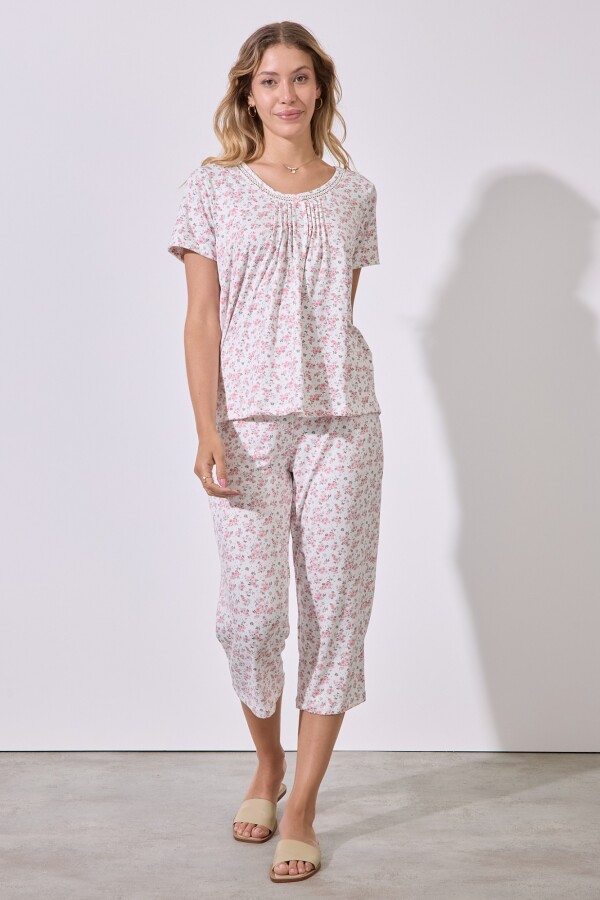 Set Pijama Remera & Capri MULTI/BLANCO