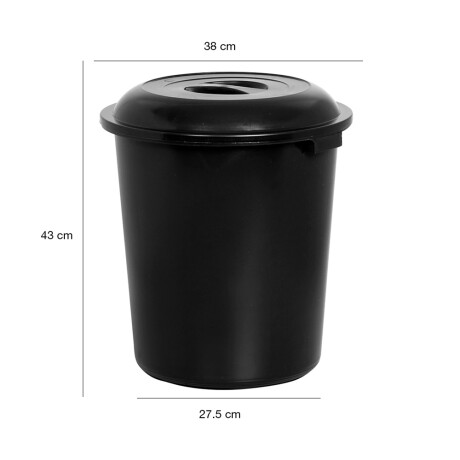 Tarro Basura Papelera de Residuos 27Lts en Plástico con Tapa Negro