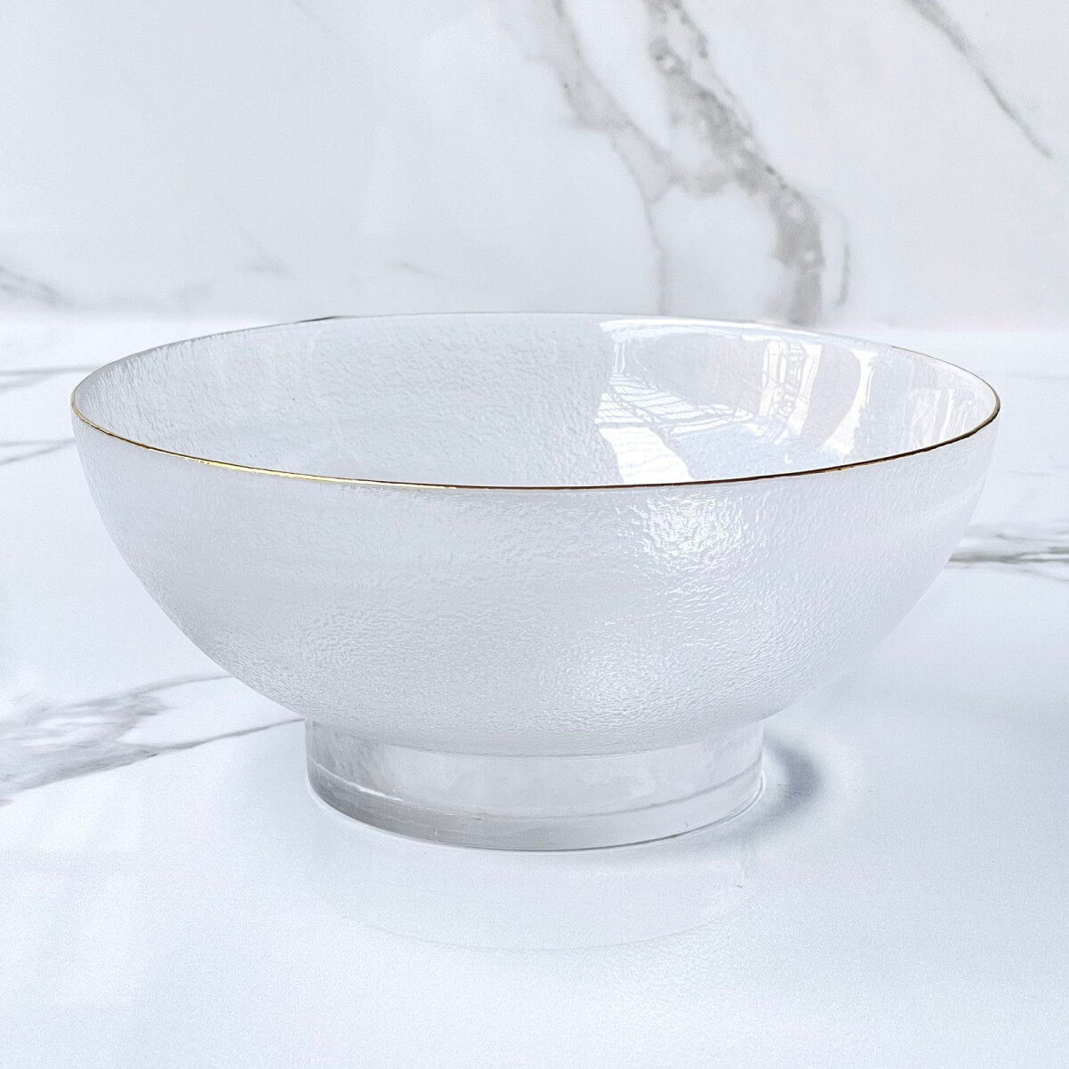 Bowl Ensaladera Vidrio Borde Dorado Ø25cm x Alto 11cm 