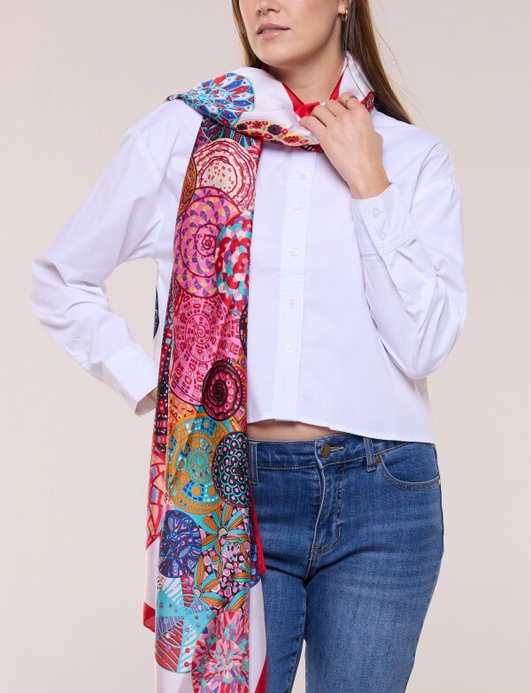 Pashmina De Satén Estampada CRUDO/MULTI