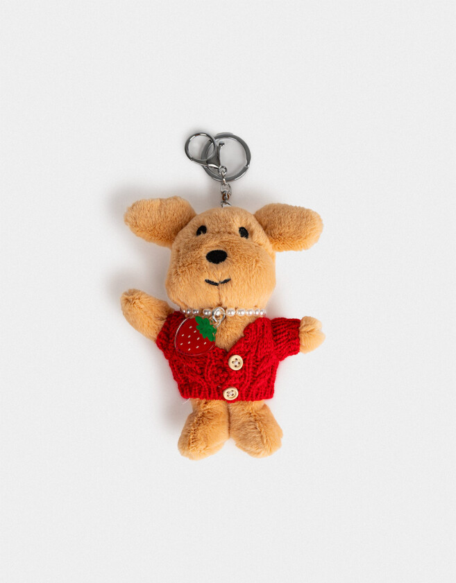 Llavero Peluche Llavero Y Charm De Peluche De Perrito - Marron Beige