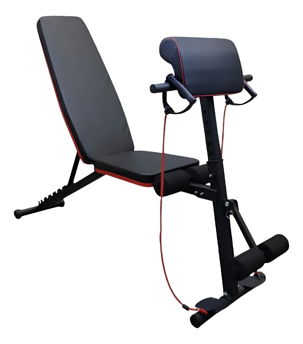 BANCO PECHO PESAS 3 FUNCIONES INCLINADO ABDOMINAL PIERNAS PLEGABLE 