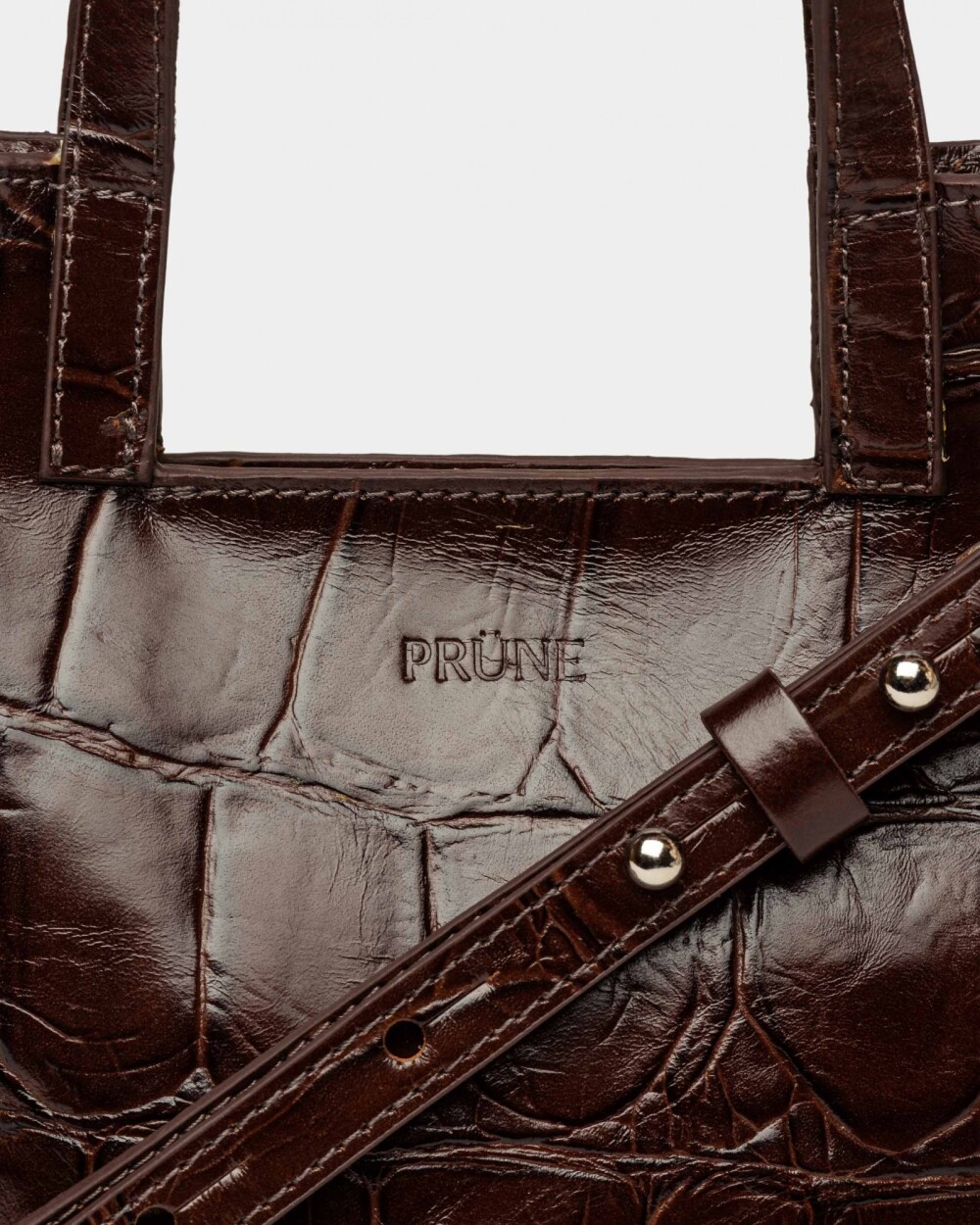 Mini Bag The Icon en cuero grabado big croco Marron