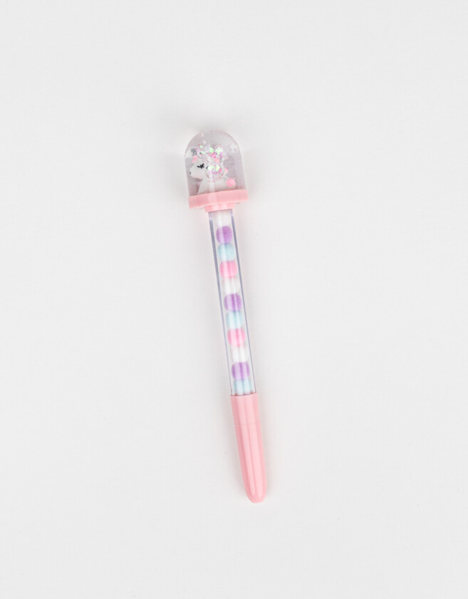 Lapices y Lapiceras Bolitas Movibles Boligrafo Con Unicornio - Rosa Claro