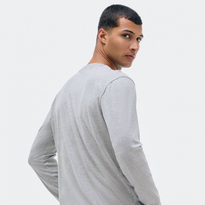 CAMISETA ML MASC CINZA MESCLA