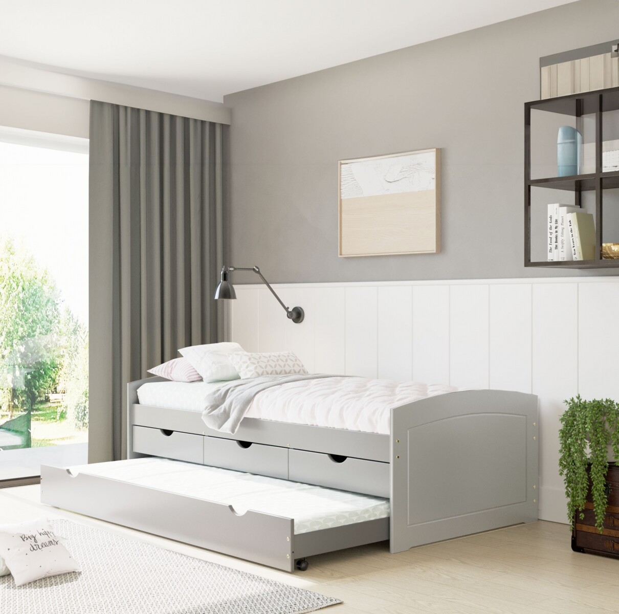 Cama Marinera 1 Plaza Con Cajones - Ulli - Gris 