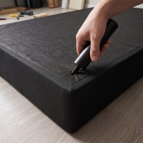 Base Box Sommier Tapizada Negra para Colchón 1 PLAZA 78 x 188 x 35 cm