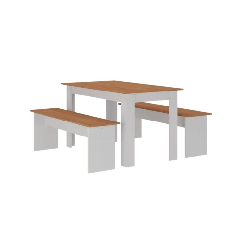 Juego de Comedor Primor - Mesa + 2 Bancos Blanco