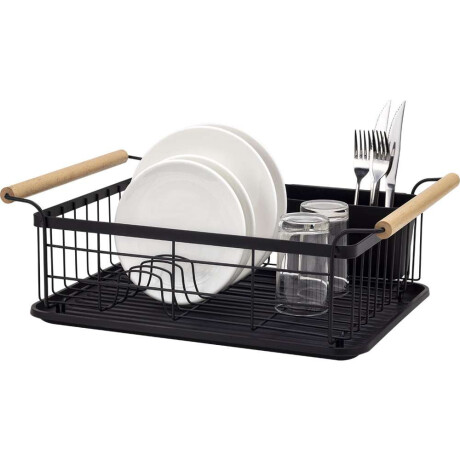 Escurridor Metal C/Asas Madera 47X30X16Cm Negro