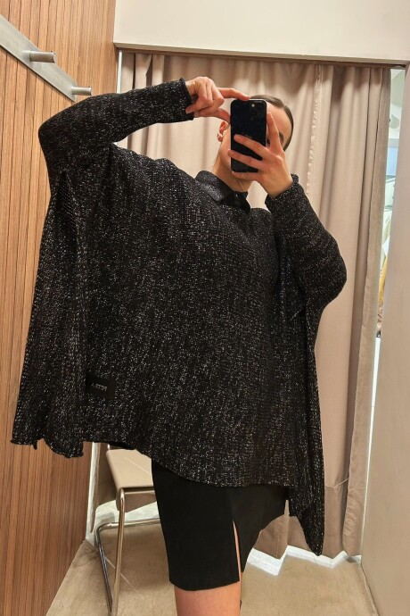 Poncho Misuna Negro Lurex