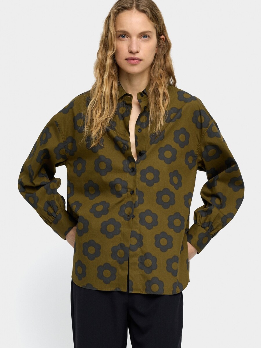 Camisa Con Estampado Floral 100% Algodón multicolor
