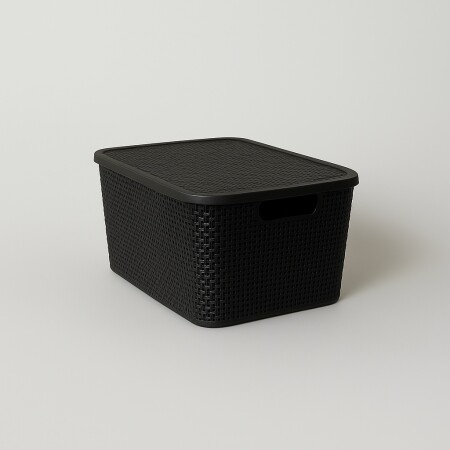 CAJA ORGANIZADORA SIMIL RATTAN 7 LITROS NEGRO CAJA ORGANIZADORA SIMIL RATTAN 7 LITROS NEGRO