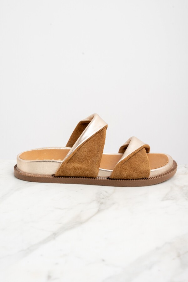 Sandalia Cuero Combinada Camel