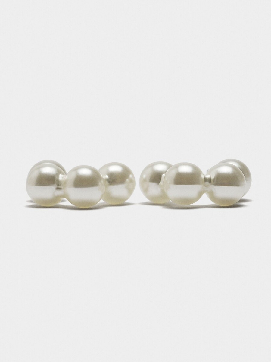 Aros Abiertos Con Perlas blanco