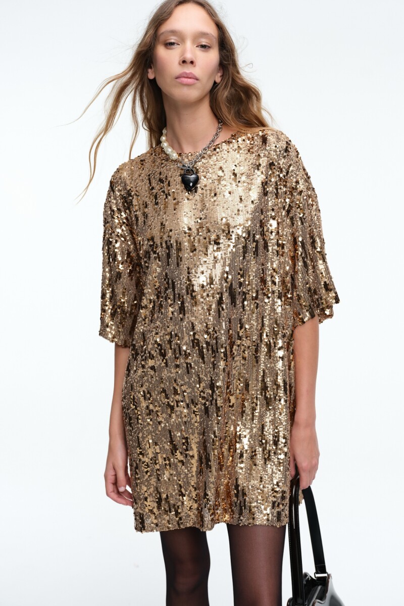 VESTIDO LENTEJUELAS Oro