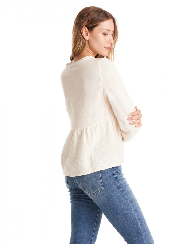 Blusa Algodon Puntilla BEIGE