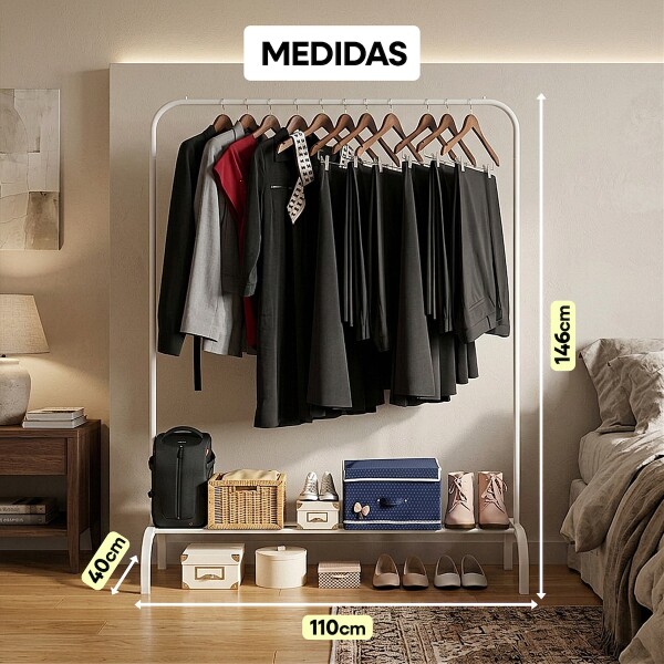Perchero Para Ropa Percha Metal Organizador Estante Placard Imback Color Blanco Perchero Para Ropa Percha Metal Organizador Estante Placard Imback Color Blanco