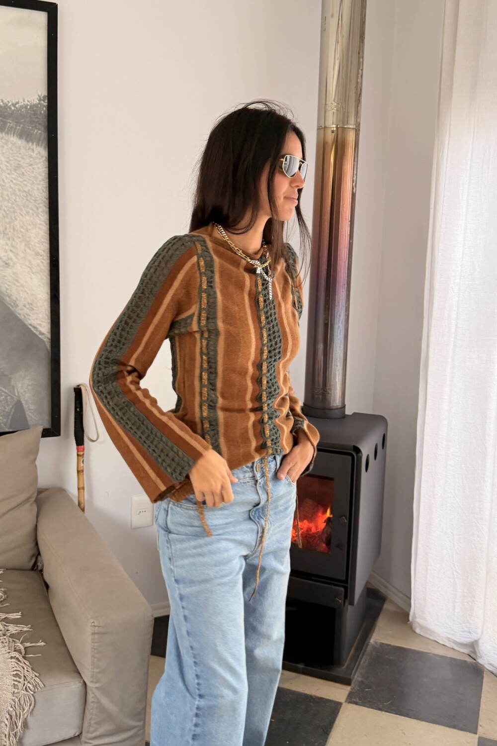Golden Bridge Sweater Camel / Verde