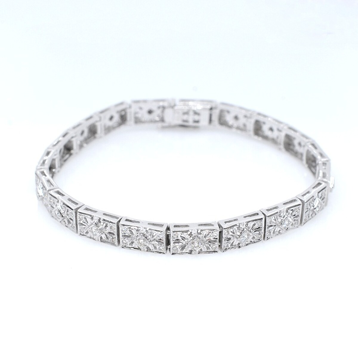 Pulsera en oro blanco 18k y brillantes 