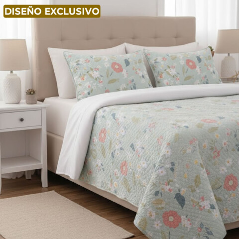 Cubrecamas 2 Plazas Antonella 3 Piezas 220 x 240 cm y 2 Fundas 50 x 70 cm Floreado - Antonella Cubrecamas 2 Plazas Antonella 3 Piezas 220 x 240 cm y 2 Fundas 50 x 70 cm Floreado - Antonella