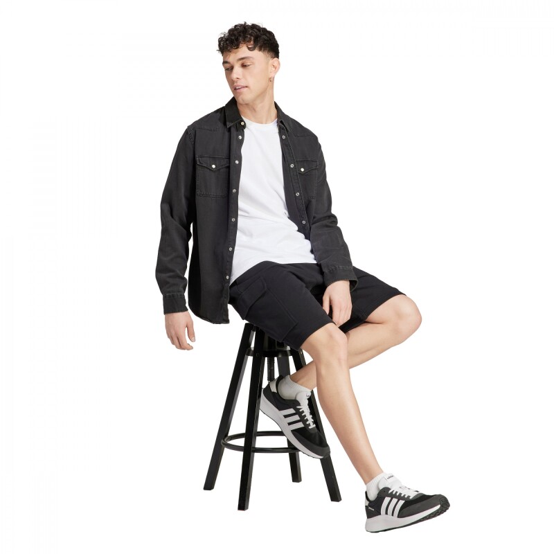 Pantalón Corto Essential French Terry Cargo de Hombre Negro